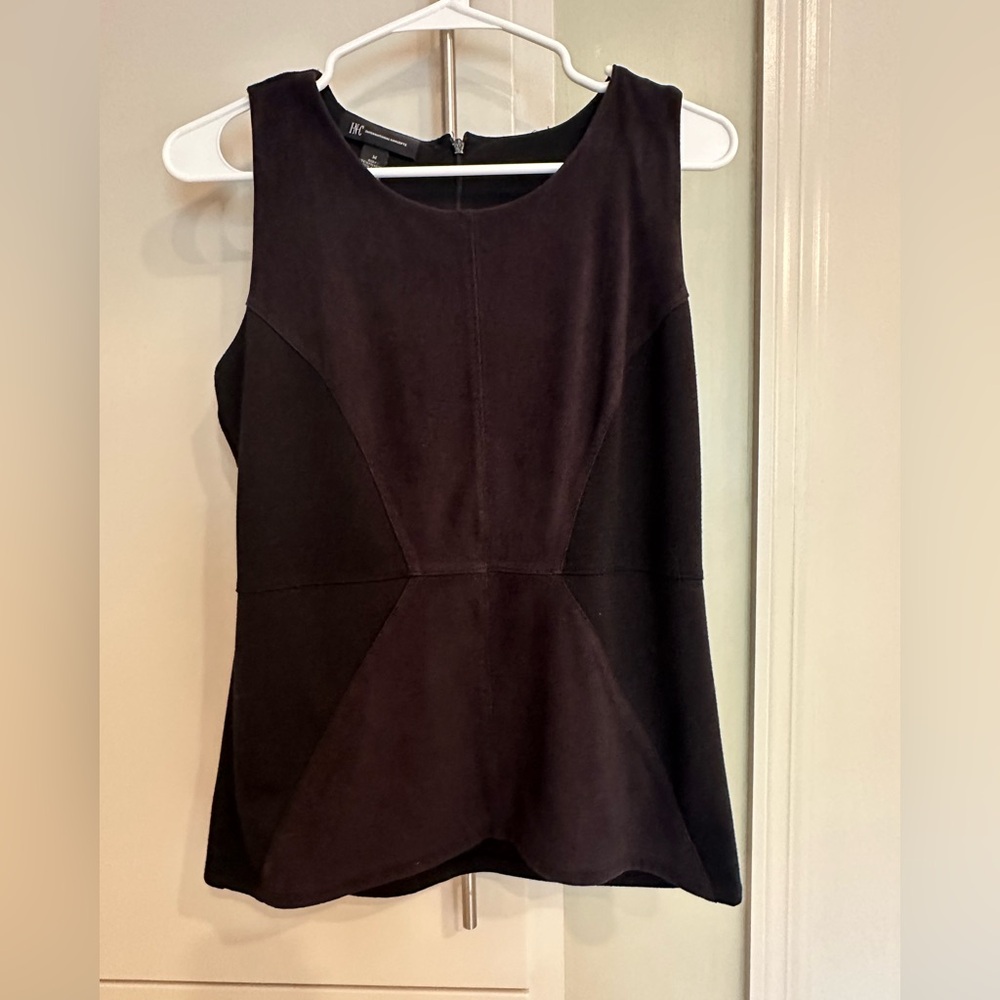 INC Black Faux Suede and Fabric Tank